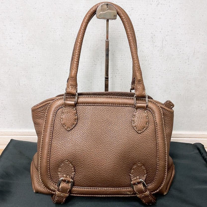Fendi Selleria Romano Leather Handbag Brown — view 3