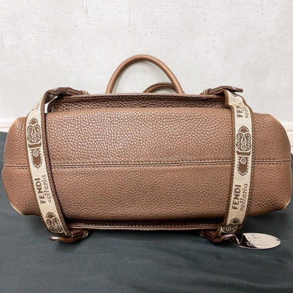 Fendi Selleria Romano Leather Handbag Brown — view 4