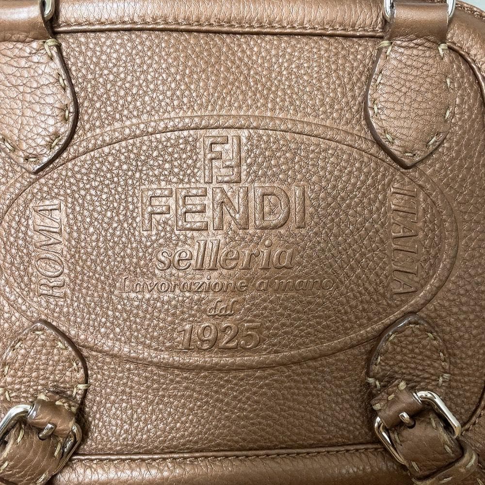 Fendi Selleria Romano Leather Handbag Brown — view 7