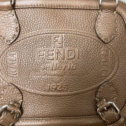 Fendi Selleria Romano Leather Handbag Brown — view 7