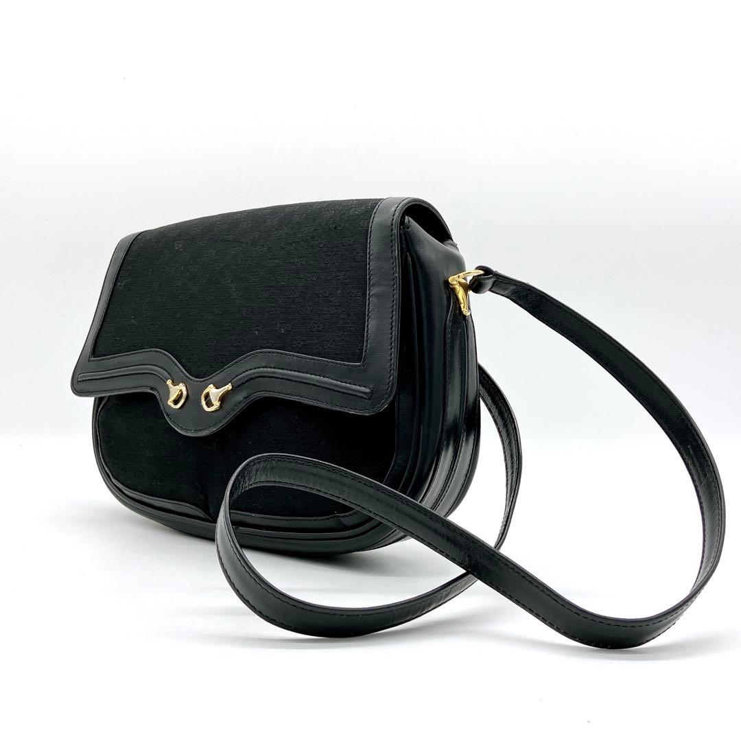 Gucci Shoulder Bag Micro GG Gold Hardware Canvas Black