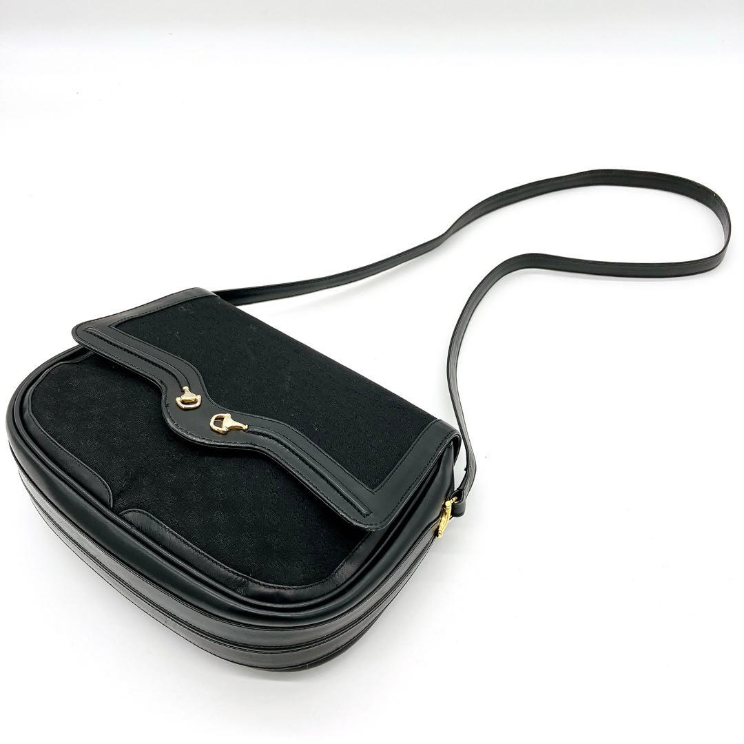 Gucci Shoulder Bag Micro GG Gold Hardware Canvas Black