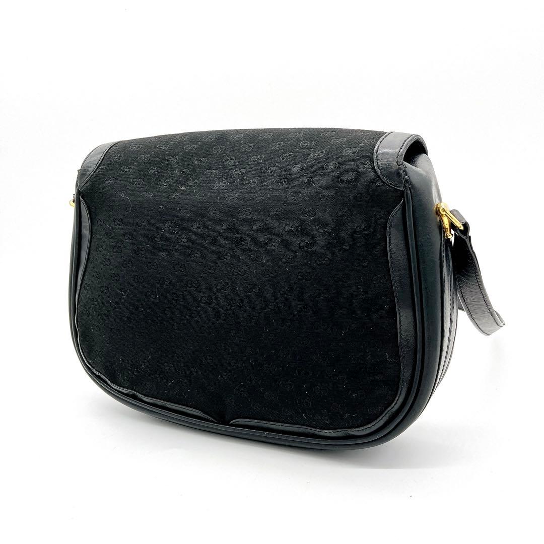 Gucci Shoulder Bag Micro GG Gold Hardware Canvas Black