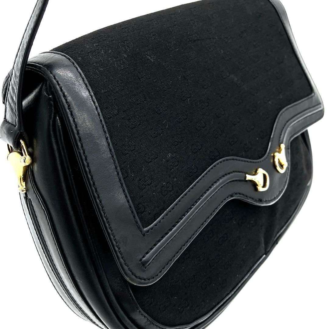 Gucci Shoulder Bag Micro GG Gold Hardware Canvas Black