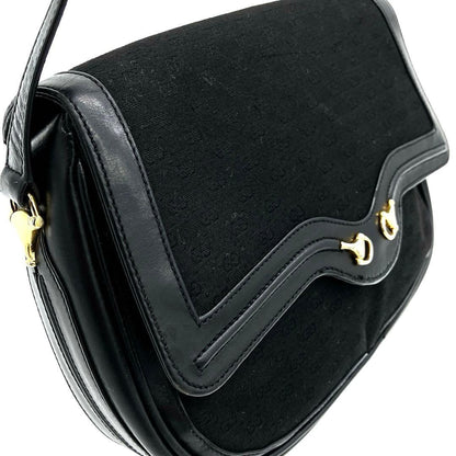 Gucci Shoulder Bag Micro GG Gold Hardware Canvas Black