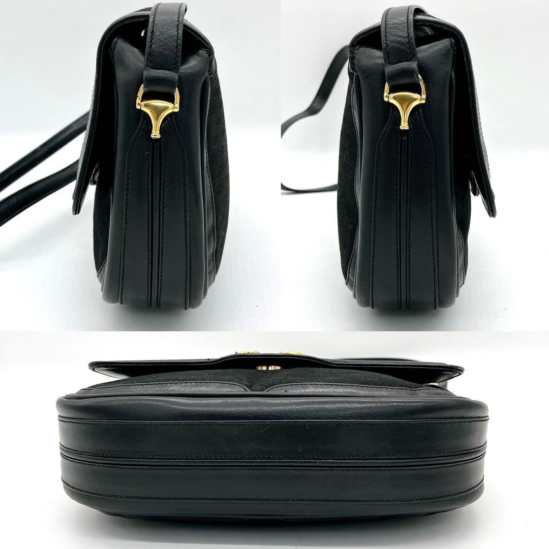 Gucci Shoulder Bag Micro GG Gold Hardware Canvas Black