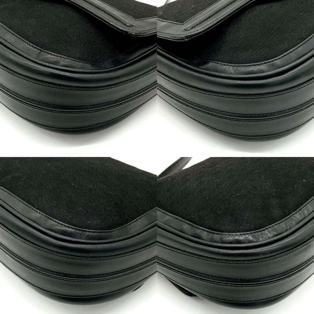 Gucci Shoulder Bag Micro GG Gold Hardware Canvas Black