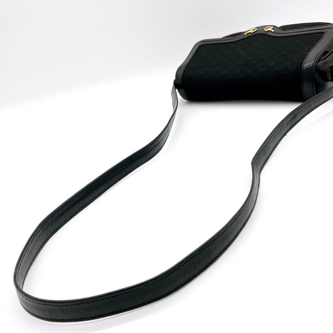 Gucci Shoulder Bag Micro GG Gold Hardware Canvas Black