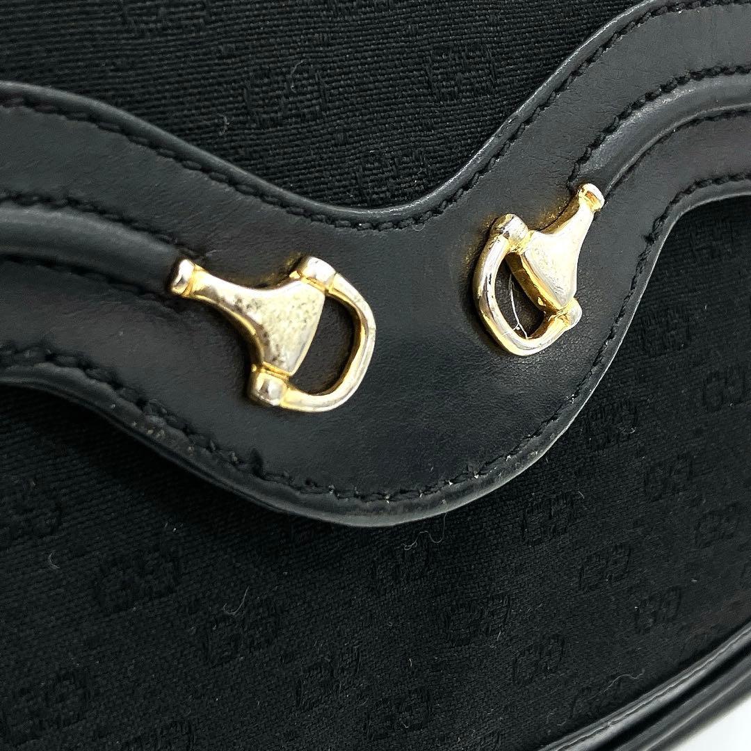 Gucci Shoulder Bag Micro GG Gold Hardware Canvas Black