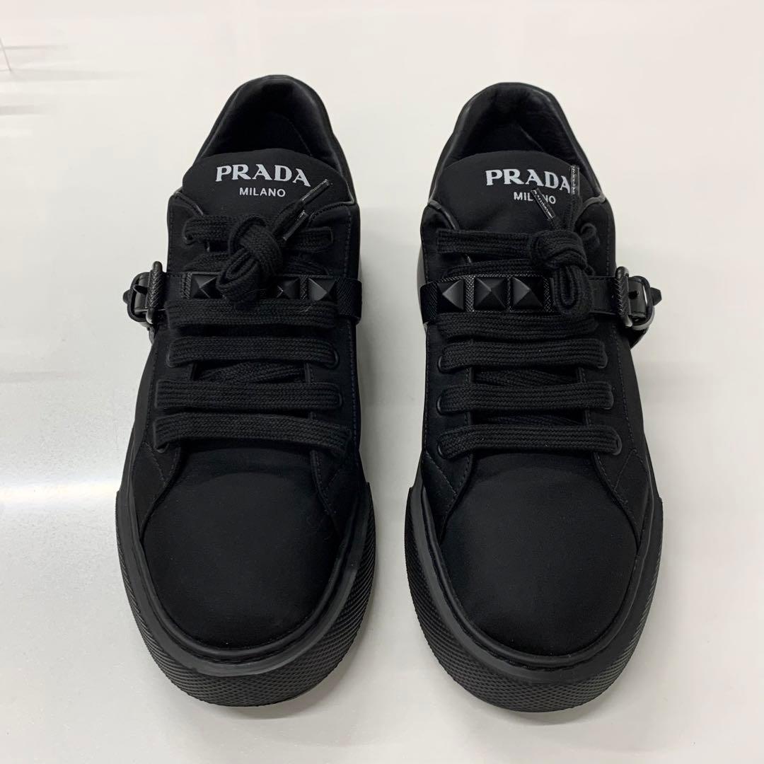 Prada Studded Buckle Logo Studded Belt Sneakers