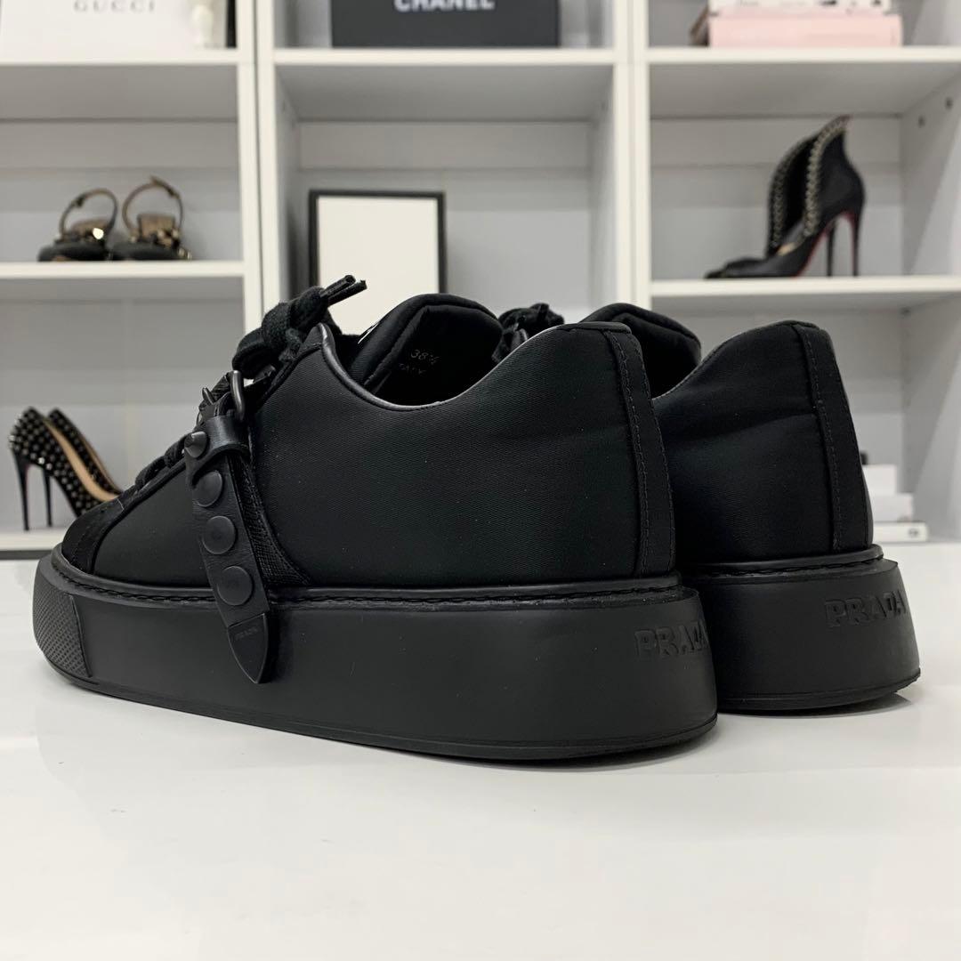 Prada Studded Buckle Logo Studded Belt Sneakers