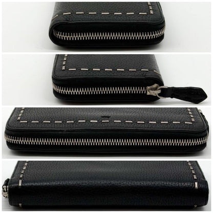 Fendi Selleria Leather Zip Around Wallet Black — view 4