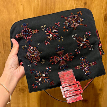 Fendi Baguette Beads Embroidery Shoulder Bag — view 2