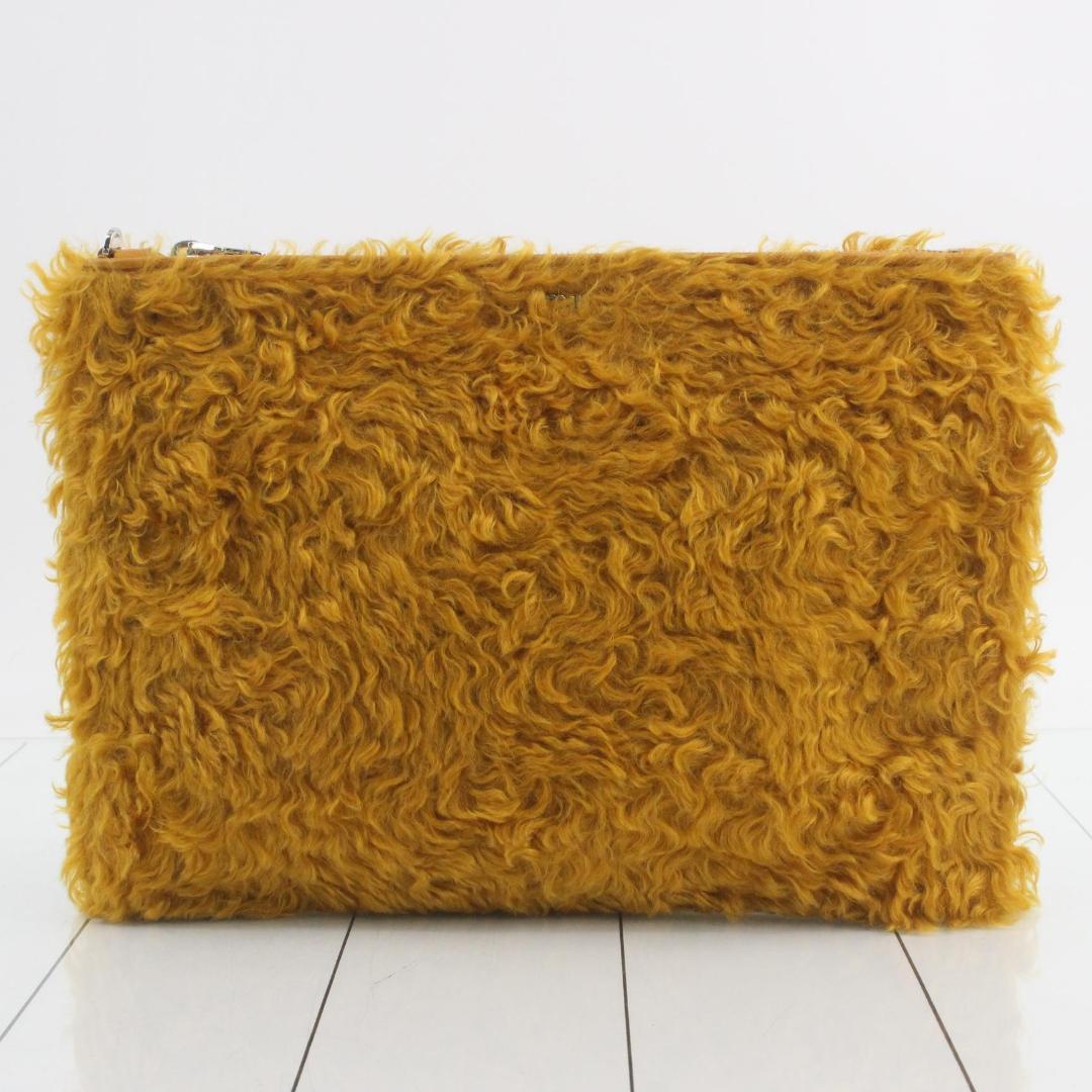 Miu Miu Shearling Fur Clutch Yellow