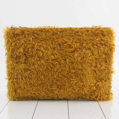 Miu Miu Shearling Fur Clutch Yellow