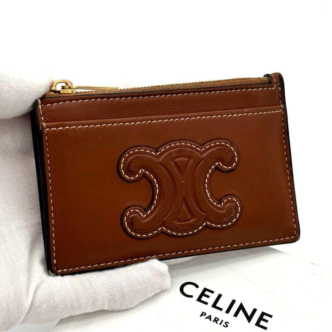 Celine Cuill Taurillon Triomphe Brown Coin Case — view 9