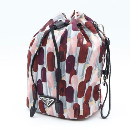 Prada Drawstring Pouch Lip All Over Pattern Tessuto