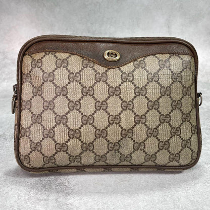 Gucci GG Clutch Brown Beige Logo Leather — view 2