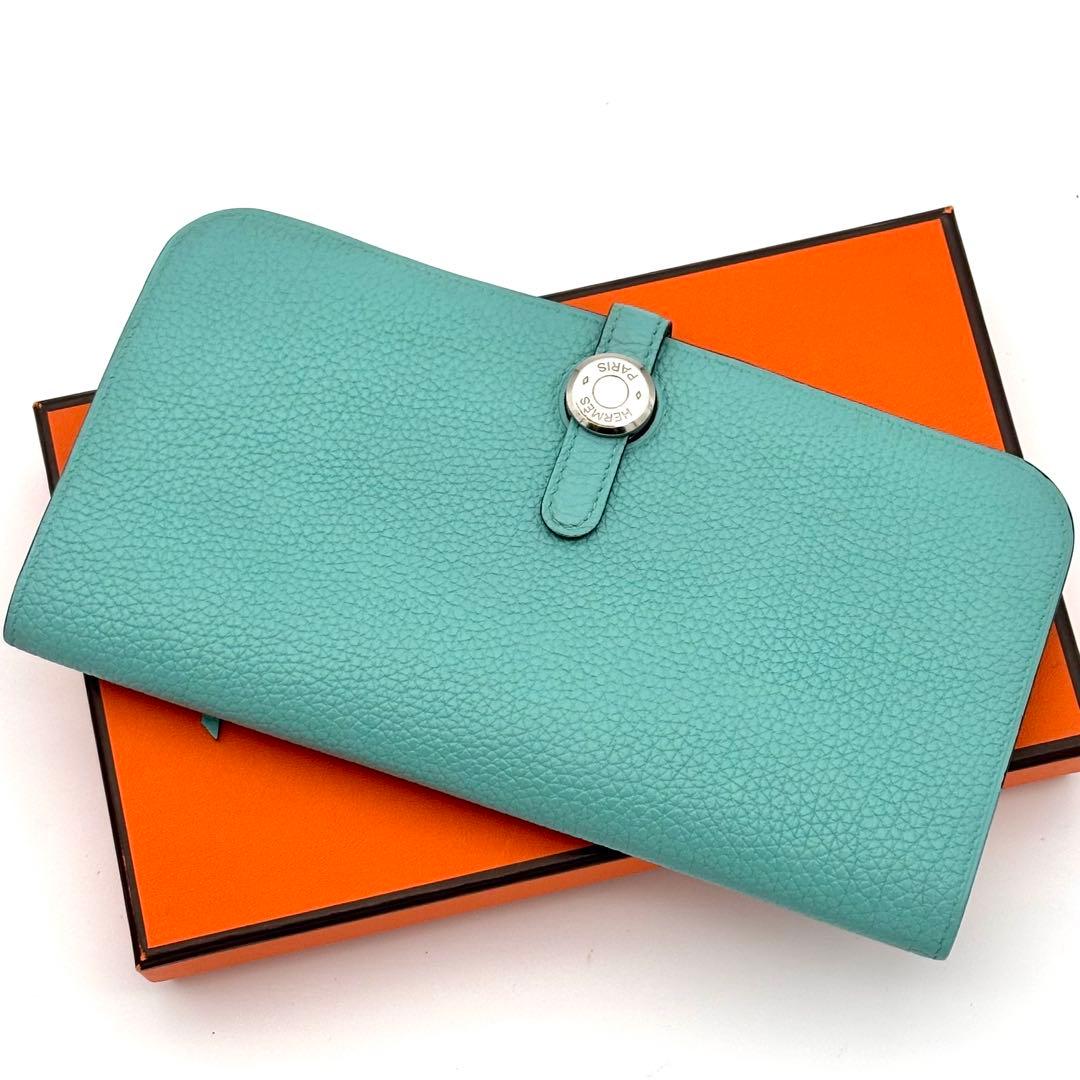 Hermes Wallet Dogon Long Togo Blue Ator