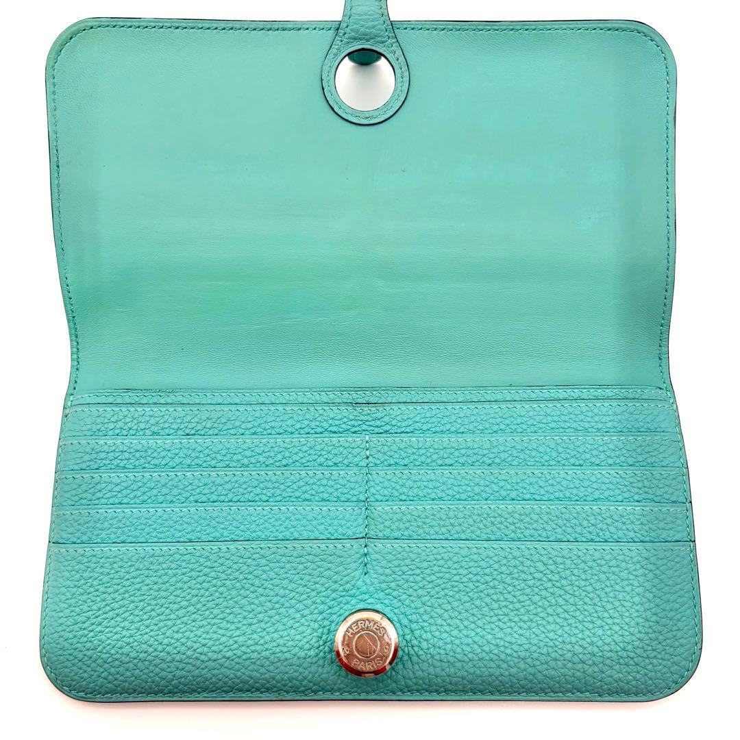 Hermes Wallet Dogon Long Togo Blue Ator — view 3