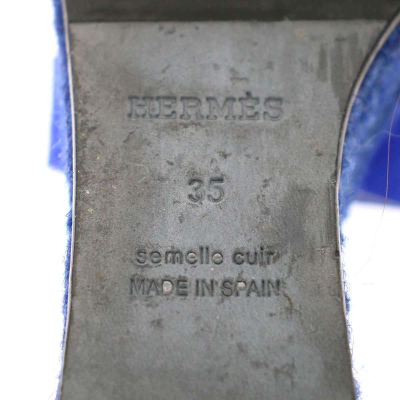 Hermes 24ss Espadrille Elda Suede Leather Wedge Sole Sandals Blue 35