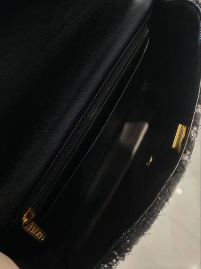 Chanel Tweed Classic Flap Chain Handbag — view 6