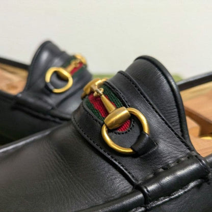 Gucci Horsebit Loafers with Sherry Web Black 36