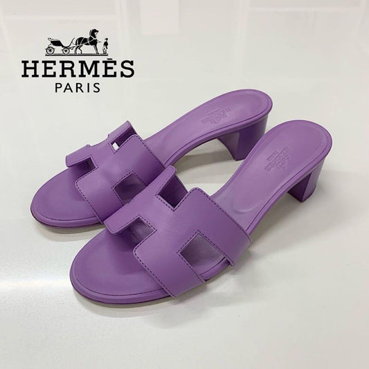Hermes Oasis Leather Sandals Purple