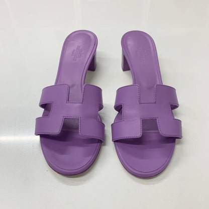 Hermes Oasis Leather Sandals Purple — view 2