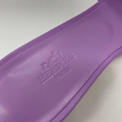 Hermes Oasis Leather Sandals Purple — view 7