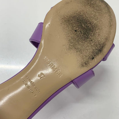 Hermes Oasis Leather Sandals Purple — view 8
