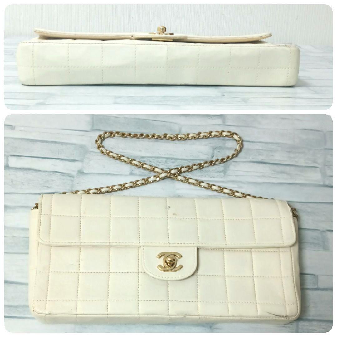 Chanel Chocolate Chain Shoulder Lambskin Turnlock White — view 5