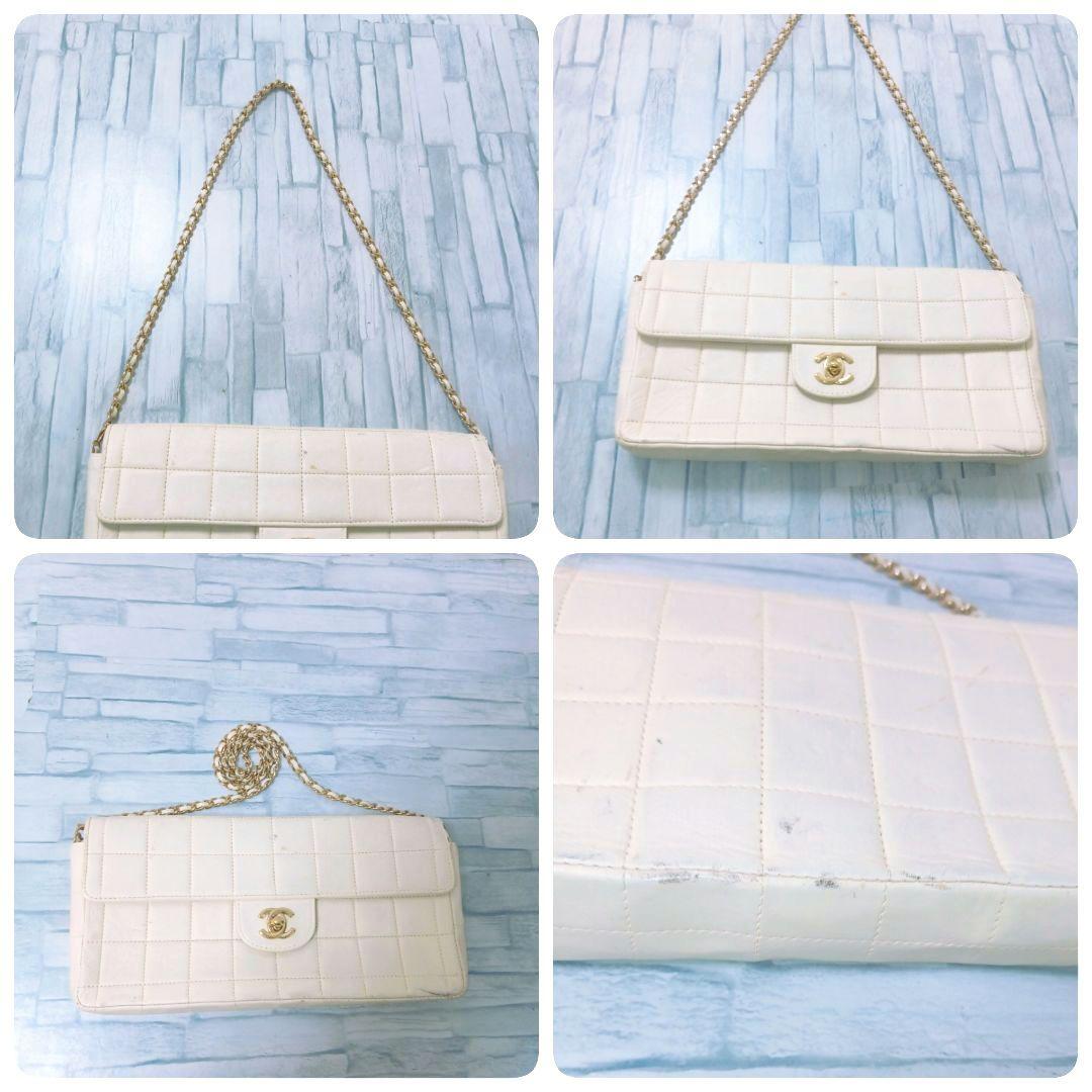 Chanel Chocolate Chain Shoulder Lambskin Turnlock White — view 9