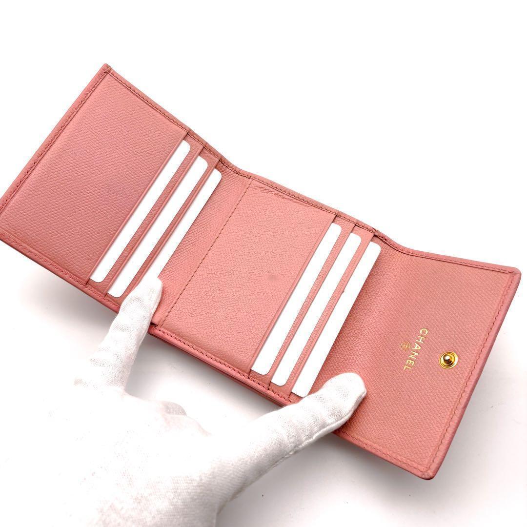 Chanel Wallet Coco Buttons Snap Trifold Pink — view 6
