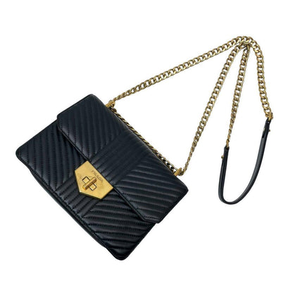 Prada Leather Chain Shoulder Bag Black — view 3