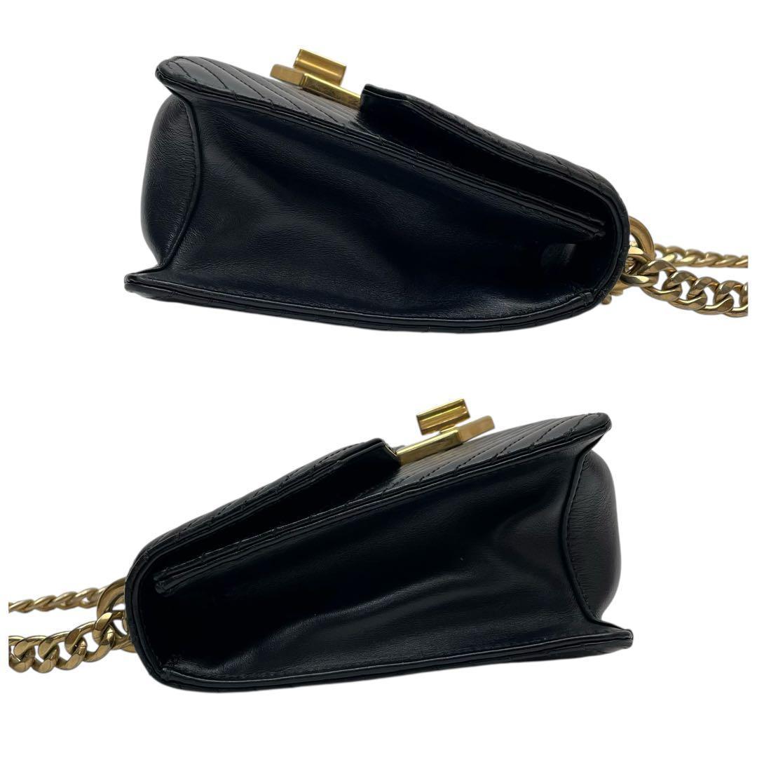 Prada Leather Chain Shoulder Bag Black — view 4