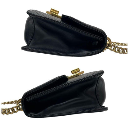 Prada Leather Chain Shoulder Bag Black — view 4