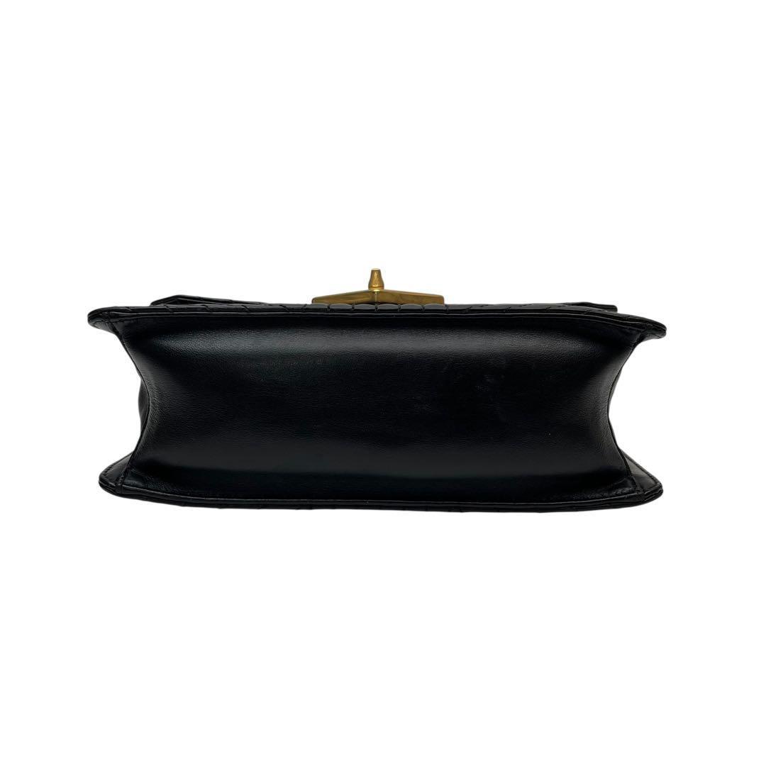 Prada Leather Chain Shoulder Bag Black — view 5