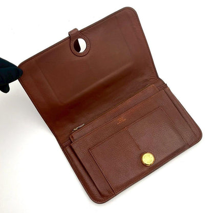 Hermes Dogon GM Togo Wallet Brown Silver Leather — view 3