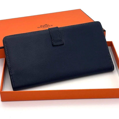 Hermes Bearn Classic Bifold Wallet Navy Leather Epsom — view 2