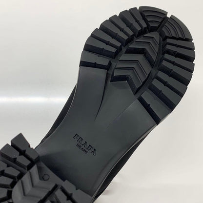 Prada Re-Nylon Leather Triangle Logo Boots Black — view 9