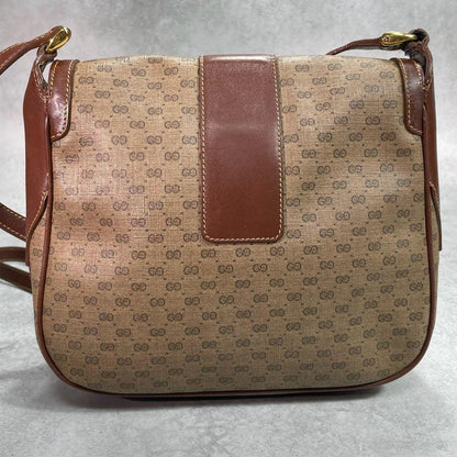 Gucci GG Shoulder Bag Brown Beige Logo Leather — view 3