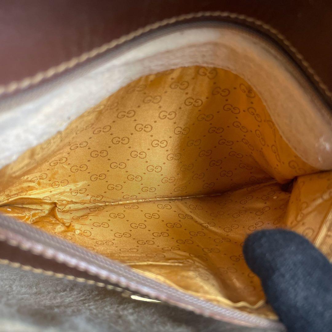 Gucci GG Shoulder Bag Brown Beige Logo Leather — view 6