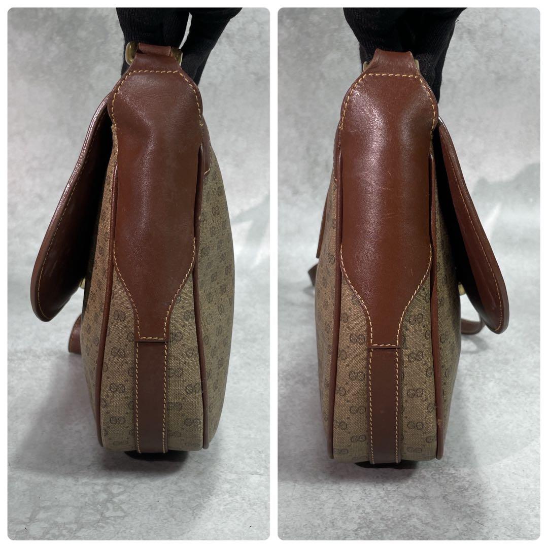 Gucci GG Shoulder Bag Brown Beige Logo Leather — view 7