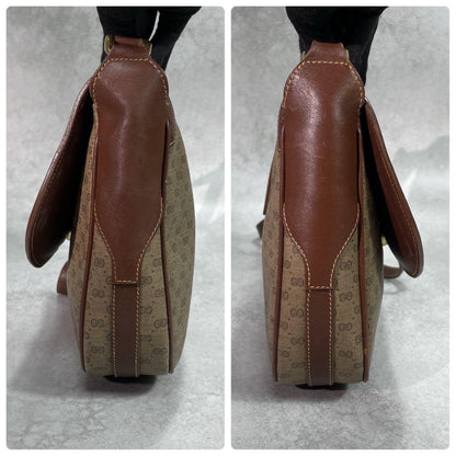 Gucci GG Shoulder Bag Brown Beige Logo Leather — view 7