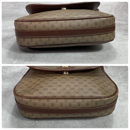 Gucci GG Shoulder Bag Brown Beige Logo Leather — view 8