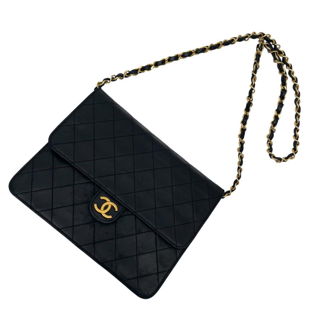 Chanel Quilted Lambskin Chain Shoulder Bag CC Logo Black — view 3
