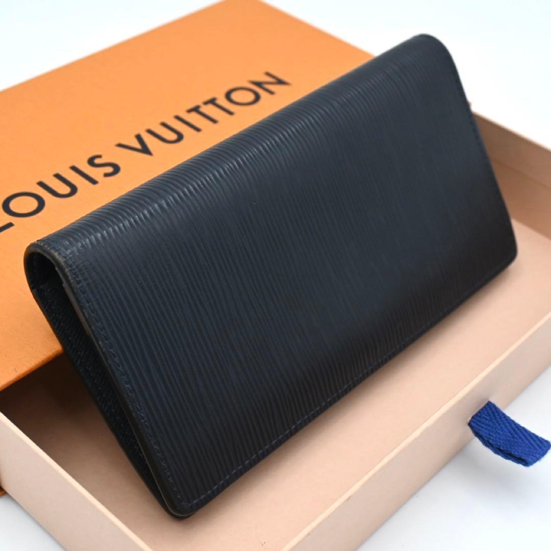 Louis Vuitton Epi Damier Portefeuille Brazza Wallet Navy — view 2