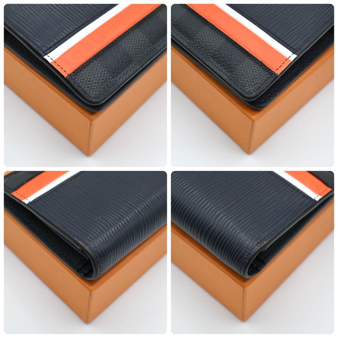 Louis Vuitton Epi Damier Portefeuille Brazza Wallet Navy — view 7