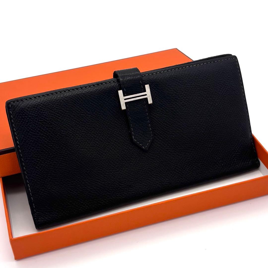 Hermes Bearn Classic Bifold Wallet Epsom Black Silver